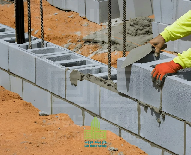 البلوك الأسمنتي المفرغ بمقاس 20×20×40 سم -دار بيلد جروب